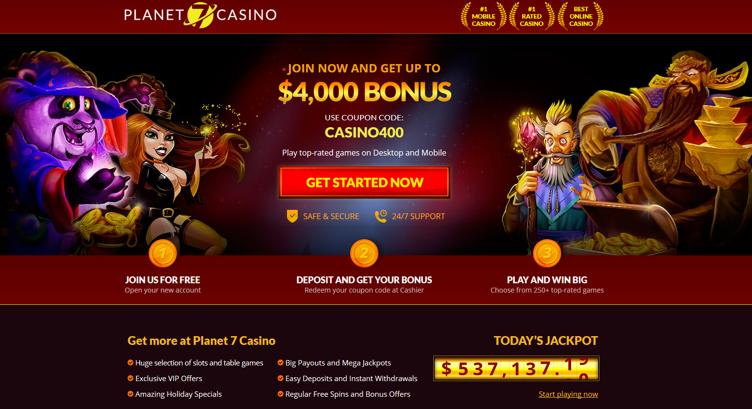 Planet 7 Casino $4000 Epic Bonus