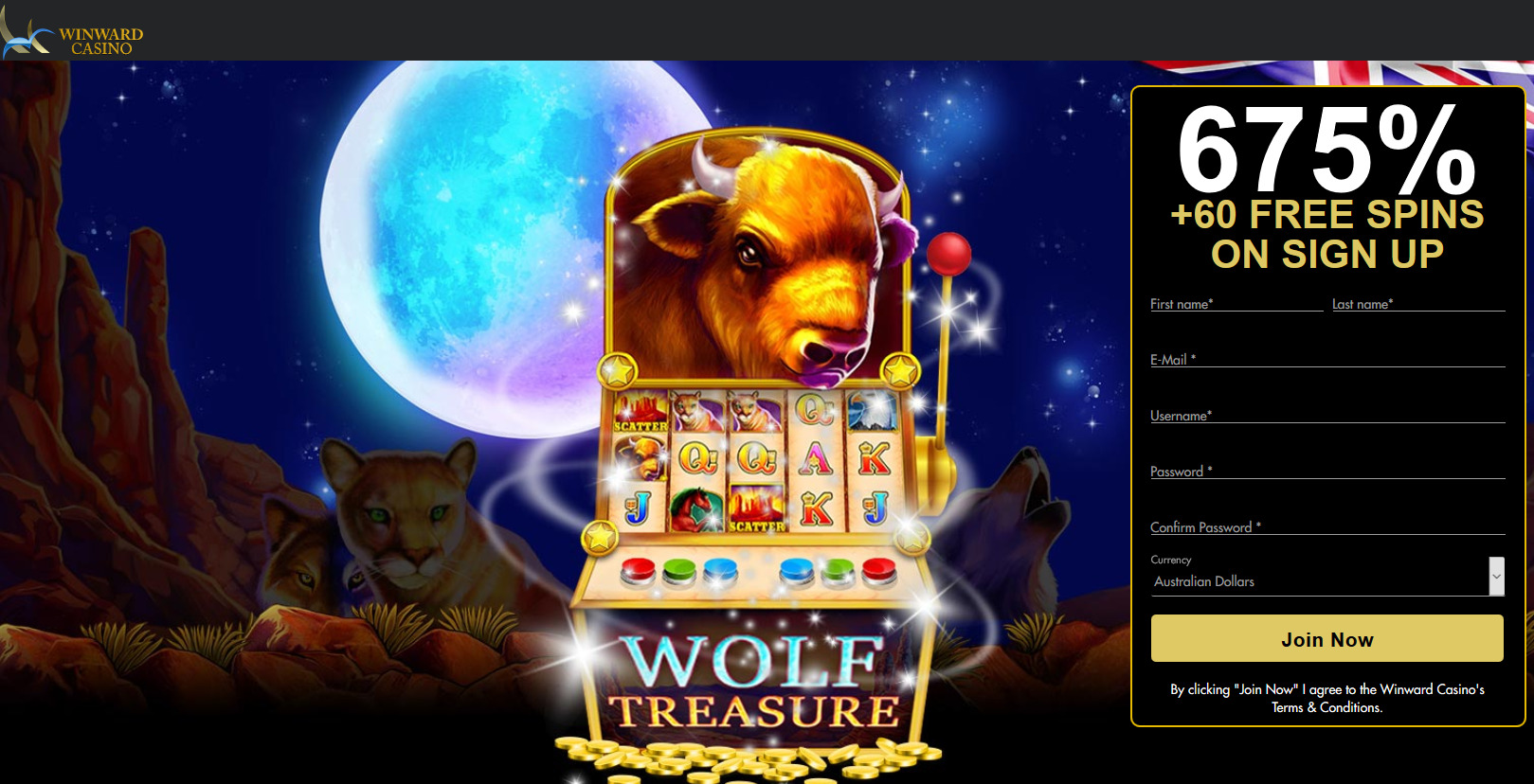 Winward Casino 675 % + 60 Wolf Gold